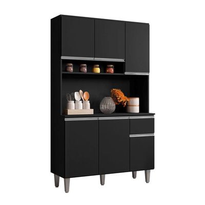 Armário De Cozinha Udine 6 Portas Preto