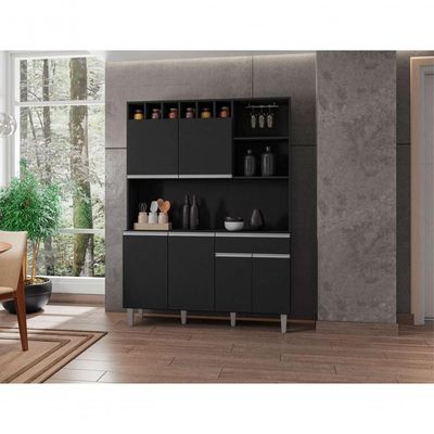Armário De Cozinha Memphis 6 Portas Preto