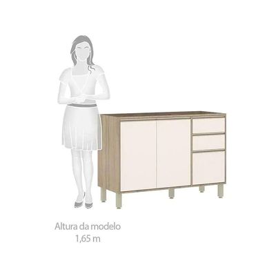 Armário De Cozinha Completa 5 Peças Com Vidro Reflecta Sem Tampo Mel Vanilla Com Pérola Off
