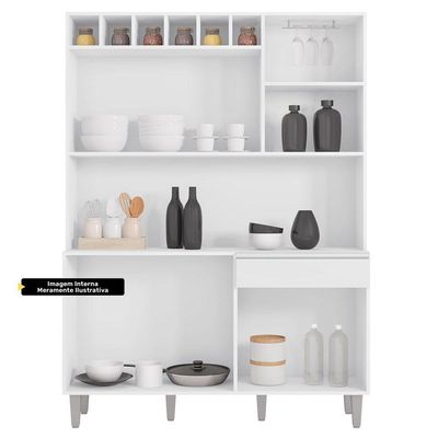 Kit Cozinha Compacta Alice 130Cm Com 6 Portas E 1 Gaveta Preto Fosco - Desk Design
