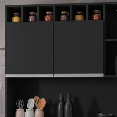 Kit Cozinha Compacta Alice 130Cm Com 6 Portas E 1 Gaveta Preto Fosco - Desk Design