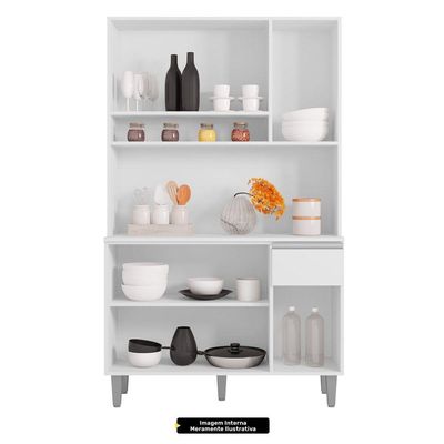 Kit Cozinha Compacta Márcia 105Cm Com 6 Portas E 1 Gaveta Branco - Desk Design