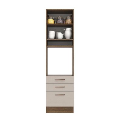 Torre Quente 60 Cm 1 Porta 3 Gavetas Rustic/crema Agata Madesa Rustic/crema