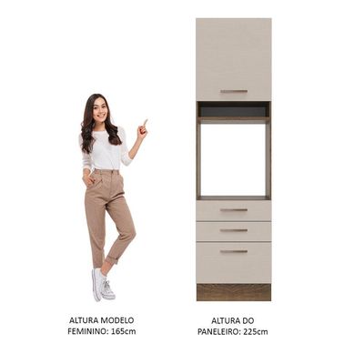 Torre Quente 60 Cm 1 Porta 3 Gavetas Rustic/crema Agata Madesa Rustic/crema