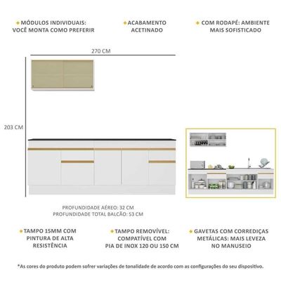 Cozinha Compacta Com Rodapé Com Armário E Balcão Branca