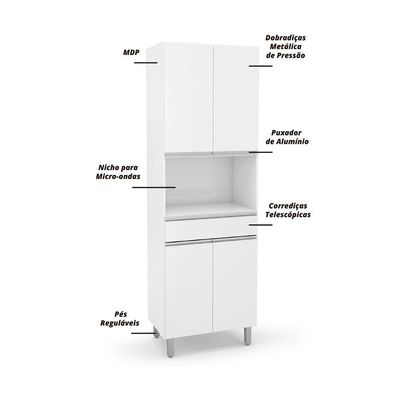 Paneleiro Duplo Nicho Para Micro-ondas Top Class Branco Branco