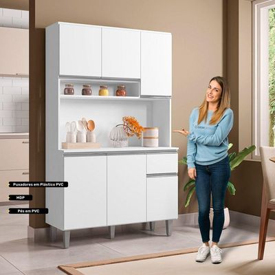 Kit Cozinha Compacta Márcia 105Cm Com 6 Portas E 1 Gaveta Branco - Desk Design