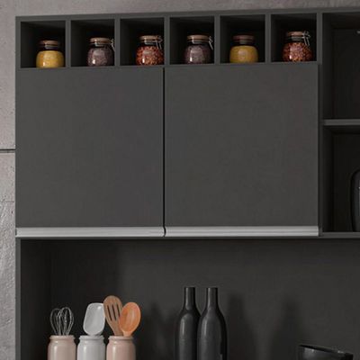Kit Cozinha Compacta Alice 130Cm Com 6 Portas E 1 Gaveta Cinza Escuro - Desk Design