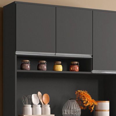 Kit Cozinha Compacta Márcia 105Cm Com 6 Portas E 1 Gaveta Cinza Escuro - Desk Design