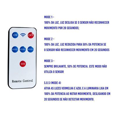 Luminaria Solar Controle Sensor De Proximidade Led Spot