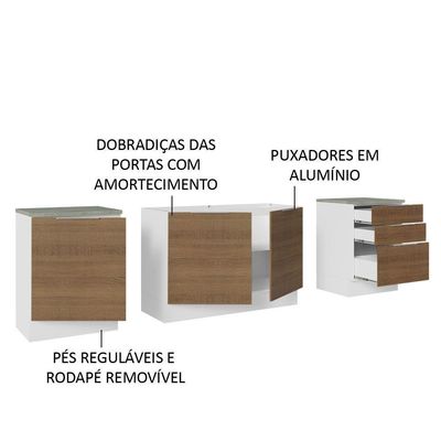 Armário De Cozinha Compacta 240cm Branco/rustic Stella Madesa 01 Branco/rustic