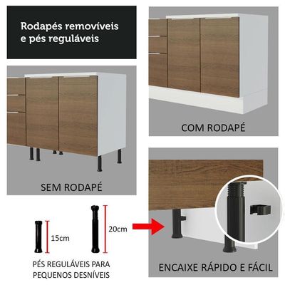 Armário De Cozinha Compacta 240cm Branco/rustic Stella Madesa 01 Branco/rustic