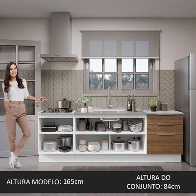 Armário De Cozinha Compacta 240cm Branco/rustic Stella Madesa 01 Branco/rustic