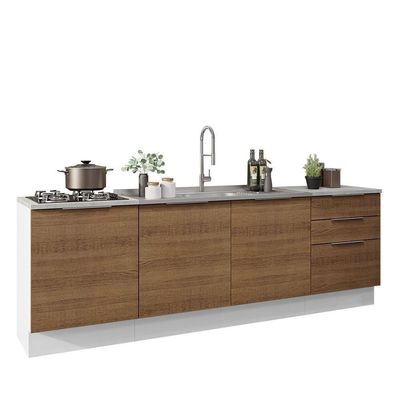 Armário De Cozinha Compacta 240cm Branco/rustic Stella Madesa 01 Branco/rustic