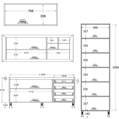 Armario Cozinha Completo Ditália Aspen 4pc S/tampo Cv/br A48