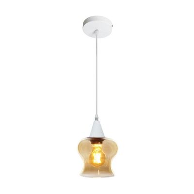 Lustre Pendente Taschibra Aisha Liso E27 Conhaque Bivolt Branco