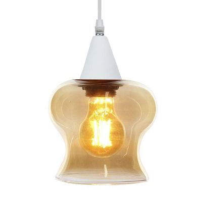 Lustre Pendente Taschibra Aisha Liso E27 Conhaque Bivolt Branco