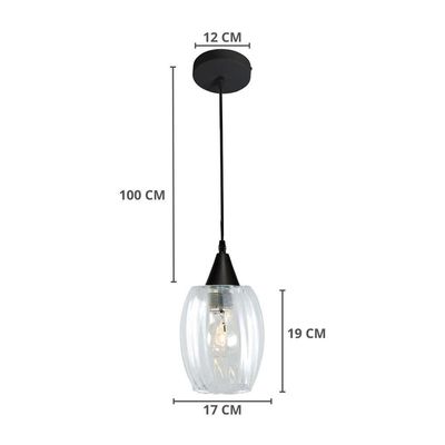 Lustre Pendente Taschibra Badih P Canelado E27 Transparente Bivolt Ouro