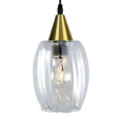 Lustre Pendente Taschibra Badih P Canelado E27 Transparente Bivolt Ouro