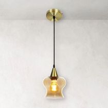 Lustre Pendente Taschibra Aisha Liso E27 Conhaque Bivolt Ouro