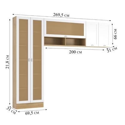 Armário De Cozinha Completo Ditália Denver 3 Pc Rv/br D8