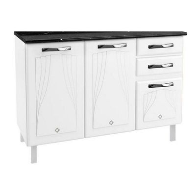 Kit Cozinha Star 3 Portas De Vidro Com 2 Gavetas Telasul