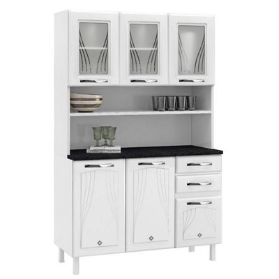 Kit Cozinha Star 3 Portas De Vidro Com 2 Gavetas Telasul