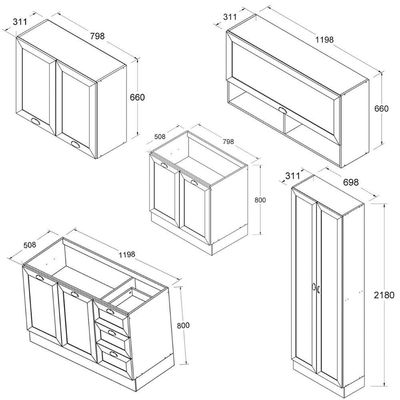 Armário De Cozinha Completo Ditália Denver S/ Tampo Rv/brd10