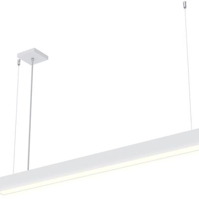 Lustre Pendente Taschibra Vetor Linear Led 35w Bivolt Branco 4000k Luz Neutra