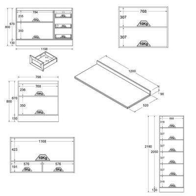 Armário De Cozinha Completo Ditália Denver 5 Pc Rv/br D10