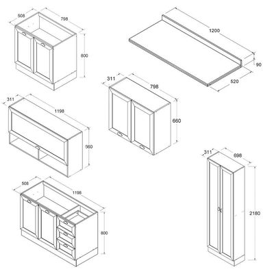 Armário De Cozinha Completo Ditália Denver 5 Pc Rv/br D10