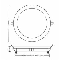 Painel De Led Redondo Embutir 12w Bivolt Taschibra 4000k Luz Neutra