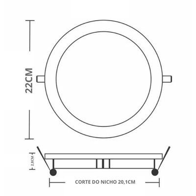4 Painéis Placa De Led Taschibra 18w Lys Redondo Embutir 3000k Luz Quente