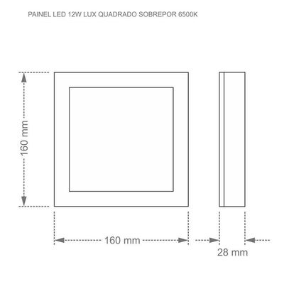 Painel De Led Quadrado Sobrepor 12w Bivolt Taschibra 3000k Luz Quente