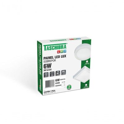 Painel Led 6w Quadrado Sobrepor - Taschibra 6500k (branca)