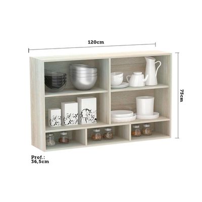 Armário 120cm 2 Portas C/Nicho Lis Legno Crema C/Branco