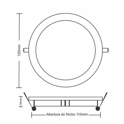 Painel De Led Redondo Embutir 6w Bivolt Taschibra 6500k Luz Fria