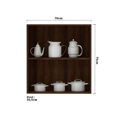 Armário Para Cozinha 70cm 2 Portas Safira Nogueira