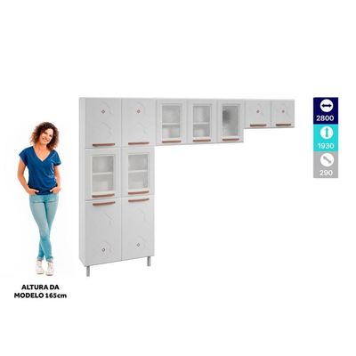 Cozinha De Aço Compacta Mirage New 5 Vidros 3 Peças Branco