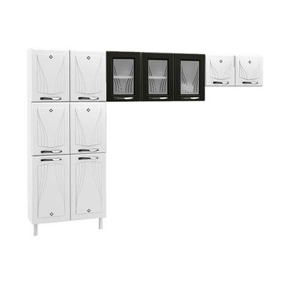Cozinha Compacta Star New 3 Peças (2 Armários + 1 Paneleiro) Cpt106 Branco/preto - Telasul