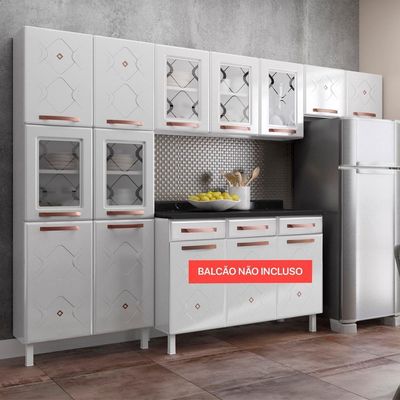 Cozinha De Aço Compacta Mirage New 5 Vidros 3 Peças Branco