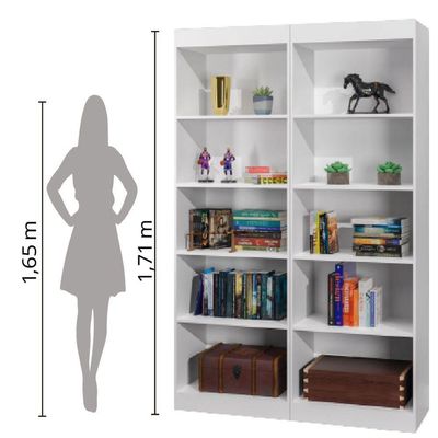 Estante Livreiro Multiuso 8 Prateleiras 1,71m Office Branco J&amp;a Branco Nature