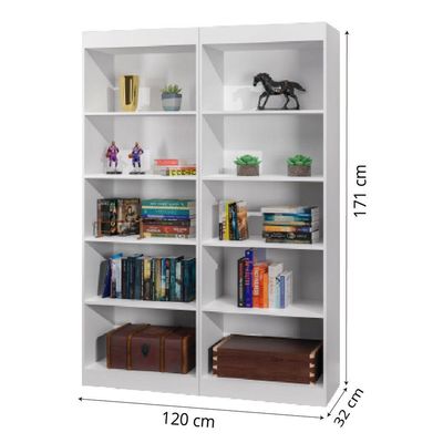 Estante Livreiro Multiuso 8 Prateleiras 1,71m Office Branco J&amp;a Branco Nature