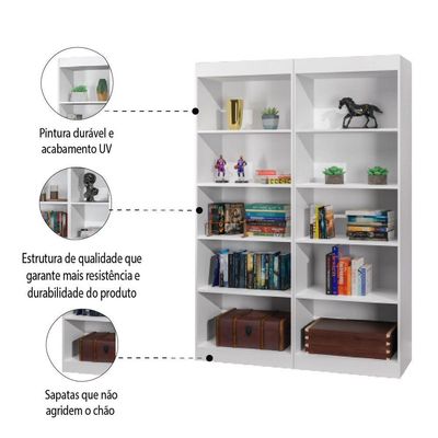 Estante Livreiro Multiuso 8 Prateleiras 1,71m Office Branco J&amp;a Branco Nature