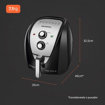 Fritadeira Elétrica Air Fryer Mondial AFN-80-BI 8L Preta - 220V UNICA