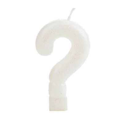 Vela de Aniversário Silver com Gliter Interrogação Branco UNICA