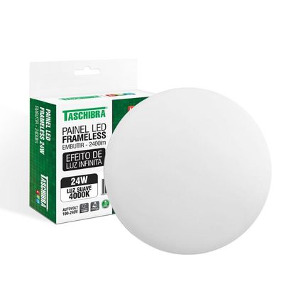 Painel De Led Taschibra Frameless Redondo Embutir 24w Bivolt 4000k Luz Neutra