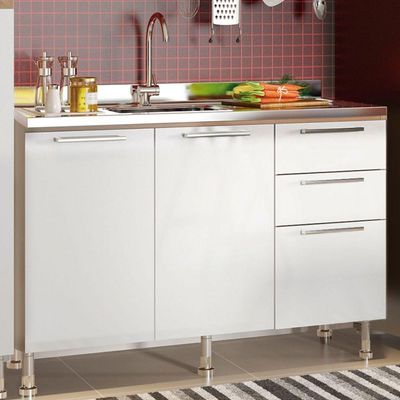 Cozinha Compacta Ditália Aspen 4 Peças Carvalho/branco A45