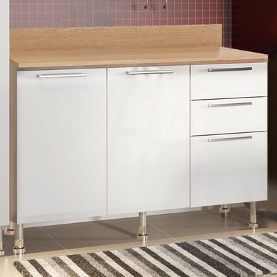 Cozinha Compacta Ditália Aspen 4 Peças Carvalho/branco A45