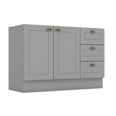 Gabinete De Cozinha Modulado Balcão Americana 2 Portas E 3 Gavetas P/ Pia 120cm S/tampo Branco